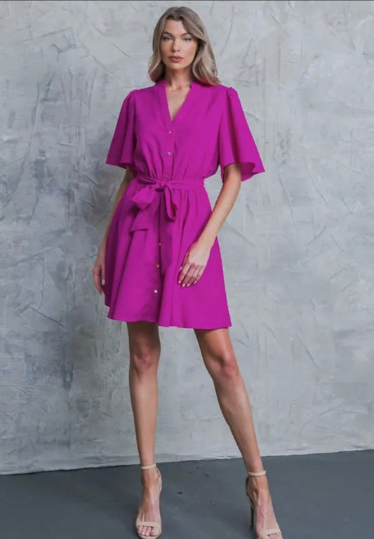 Magenta woven dress